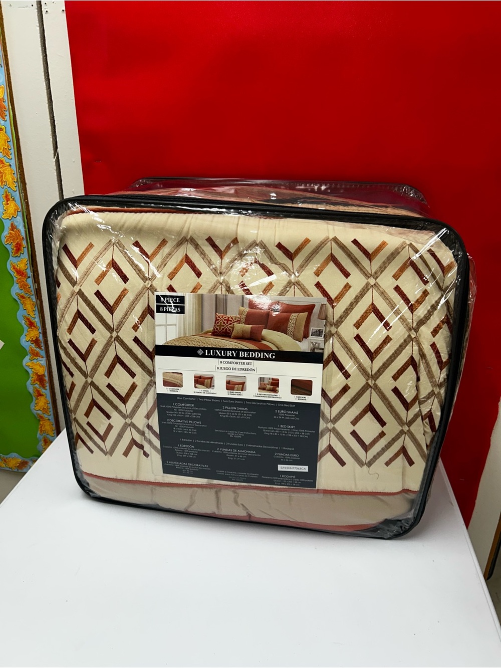 Queen Comforter Set in Rust Red - Picture 3 of 3